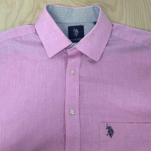 U.S. Polo Assn. Pink Long Sleeve Button Down Slim Fit Dress Shirt - Picture 1 of 8